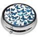 Blue Butterflies Mini Round Pill Box | 3 Compartment Travel Organizer | Portable Pill Case for Home & Office - Buy Online on GoSupps.com