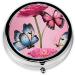Beautiful Butterfly Round Pill Box - 3 Compartment Mini Decorative Pocket Organizer for Travel & Vitamins - Buy Online on GoSupps.com