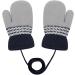 Lovely Infant Toddlers Winter Mittens | Dual Layers Plush Padded Knitted Gloves for Girls & Boys 0-3 Years | Anti-Lost String | Cute Cartoon Design | Grey - Buy Online on GoSupps.com