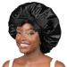 YANIBEST Satin Bonnet Silk Bonnet for Sleeping Double Layer Satin Lined Hair Bonnet with Tie Band Bonnets for Black Women Large Black