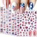 4th of July Nail Stickers America Patriotic Flag Designer Nail Art Stickers Decals 3D Self Adhesive Nail Art Supplies Butterfly America Flag Star Nail Stickers for Acrylic Nail Decorations (8 Sheets) Flag-a