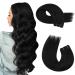 Moresoo Weft Human Hair Extensions Double Weft Sew in Hair Extensions Natural Black Hair Extensions Human Hair Weft 16 Inch 100g/Pack #1B 16 Inch(Pack of 1) WEFT #1B