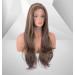 Vebonny 22-Inch Dark Brown & Blonde Highlights Lace Front Wig - Synthetic Straight Wig #097 - Buy Online on GoSupps.com