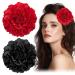 Bofunx 2 pieces flowers hair clip red black flower brooch hair jewelry hairpins hair clip for party wedding halloween carnival masquerade make-up styles-l