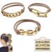 Hair Ties Accessories for Women Girls  Cute Bracelet Hair Bands Ponytail Holders Hair Scrunchies with Metal Jewelry for Women's Hair  Gold Elastic Pony tail hair ties no damage for Trendy Stuff Gifts (Khaki)