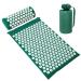 Acupress toweratte & pillow set/acupuncture turkey spike yoga mat for massage wellness relaxation and tension relaxation muscles relaxation after sport recovery - with a carrying bag dark green