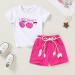 YOUNGER TREE Toddler Girls Watermelon T-shirt & Linen Shorts Set + Belt - 4 Years with Sunglasses - Buy Online on GoSupps.com