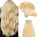 Yilite Tape Extensions Real Hair Bleichblond 50cm 20 pieces/pack 50g Tape in Extensions Real Hair Invisible silky straight Skin Weft Tape In naturally extensions (50cm #613 Bleichblond)