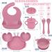 Mojinl Silicone Baby Dishes Set - BPA Free 8 Piece Suction Cup Baby Dining Set in Pink | Baby Plates Spoons Bowls Bibs Snack Cups for Boys & Girls - Buy Online on GoSupps.com