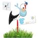 Rattersorch set for birth baby large stork made of wood with baby blue birth stork incl. Wooden bar+ name tag+ greeting card welcome baby birth gift for outside & inside