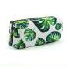 Lparkin pen bag made of linen with leaf pattern pen tetui for pupils with a large capacity case for office material cosmetic bag green