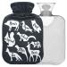 Naanle wild animals silhouetting hot water bottle with reference heat and cold therapy Transparent hot water bottle 2l large hot hot water bottle for bed hand feet heat pain relief