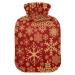Golden Snowflakes Christmas Hot Water Bottle and Cover Soft Warm for Winter Bed Hand Neck and Shoulders 2 l