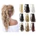 Felendy 18" 24" Ponytail Extension Curly Straight Drawstring Hairpiece Wrap Around Long Hair Extension for Women Ash Blonde Mix Light Brown 18 Inch (Pack of 1) Ash Blonde Mix Light Brown-Curly