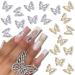 20Pcs Alloy Butterfly Nail Charms 3D Metal Butterfly Nail Gems Nail Rhinestones Shiny Crystal Nail Art Charms for Acrylic Nails DIY Manicure Jewelry Accessories Women Nail Decoration Supplies Nail Charms-A