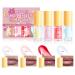 Moisturizing Lip Care Kit - 4 Colors Fruit Flavored Clear Lip Gloss for Dry Lips - Hydrating - Plumping - Long Lasting - Nourishing - Lip Gloss - Gift