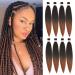 8 BUNDLES DEAL  Pre-stretched Braiding Hair 8 Bundles - 24 Inch Ombre Brown Braiding Hair Yaki Straight Prestretched EZ Braids Hot Water Setting Ombre Aurburn Professional Soft Synthetic Bundles Hair Extensions for Brai...