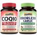 Vitalibre CoQ10 200mg Ubiquinone with PQQ Folate Niacin K2 D3 Black Pepper Powerful Antioxidant Energy Booster and Odorless Garlic 180 Softgels Extra Strength 100:1 Extract Heart & Immunity