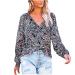 Oversized T Shirts for Womens Lantern Long Sleeve Shirts Bohemian Style Blouse Loose V Neck Drawstring Tops 2-black Medium