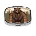 Rustic Lodge Bear Printing 2 Compartment Small Pill Case Cute Small Pill Box Purse Pill Boxs Travel Pill Organizer for Pocket Purse and Travel Gifts