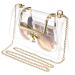 HAUTOCO Clear Bag Stadium Approved Clear Stadium Bag for Women Clear Crossbody Bag with Removable Gold Chain Strap for Concert Sport Event
