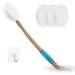 LFJ Body Lotion applicator for Back Sunscreen applicator for Back Long Handle Back Lotion Applicator with 4 Replaceable Pads for Women Men Shower Body Wash Skin Cream Sunscreen and Aloe White Classic