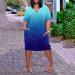 Fudule Plus Size Short Sleeve Summer Dress with Pockets | Casual Midi Dress (Blue, XL) - Buy Online on GoSupps.com