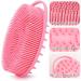 2 PC Silicone Body Scrubber Set - Exfoliating Bath & Shampoo Brush Combo for Shower, Head Scrubber, Scalp Massager - Soft Silicone Loofah - Gentle on Sensitive Skin - Pink & Blue - Buy Online on GoSupps.com