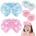 Shintop 6 Pcs Face Wash Headband and Wristband Set  Soft Spa Headband Cute Absorbent Wrist Towels for Washing Face Skincare Makeup Stocking Stuffers(Pink  Light Blue) Pink+Light Blue