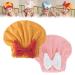 New Super Absorbent Hair Towel Wrap for Wet Hair Wet Hair Towel Bag Shower Cap Microfiber Bow Towel Bag for Women with Long & Thick Hair (Pink+Yellow)
