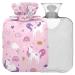 Naanle pink unicorn hot water bottle with reference transparent bag hot water bottle 1l heat bottle for bed handfoot heat pain relief heat and cold therapy