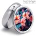 Round Pill Box with Tropical Flowers - 3 Compartment Decorative Metal Portable Organizer for Travel - Buy Online on GoSupps.com