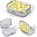 Yellow Lemon Print Pill Box | 2 Compartment Portable Medicine Organizer | Decorative Metal Case for Pocket & Purse - Buy Online on GoSupps.com