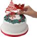 Merry Christmas Cake Decoration topper Yule Log Cupcake Toppers 3 Piece Gold silver red Leaf Holly Set (3 set red holly) - Buy Online on GoSupps.com
