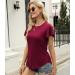 Women's Summer Business Casual Ruffle Sleeve Tunic Top - Dark Red, Large - Buy Online on GoSupps.com