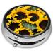 Sunflower Round Pill Box - 3 Compartment Travel Medicine Organizer | Portable Decorative Pocket Vitamin Holder - Buy Online on GoSupps.com