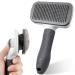 Dog Brush Cat Brush Dog Brushes for Grooming Cat Brushes for Long/Short Haired Cats Dog Brushes for Shedding Tool for Dogs Pet Grooming Tool with Cleaning Button Massage Clean Tangled Brush (Grey)