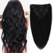 Clip-in Human Hair Extensions 35 cm (14 inches) 110g / 8 pieces Black Human Hair Extensions Remy Real Hair Extensions Clip in Black Hair Extensions 1# (Black) 35cm (110g) 1# (black)