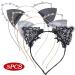 5 pcs cat ears hair ripe lace ladies hairy ripe with ears black rhinestone silver cat ears cheez