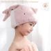 Kids Girls Hair Drying Towel Set | Foyadi Cute Cartoon Absorbent Wrap for Bath, Spa & Pool | Soft Microfiber Cap for Curly/Wet Hair - Pink - Buy Online on GoSupps.com