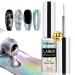 U-Shinein Metallic Painting Gel Nail Art 3D Mirror Effect Gel Nail Polish Painted Drawing Gel Build in Thin Brush Soak Off Silver Gel for Salon Home DIY Manicure Laser Silver