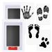 Baby Handprint and Footprint Kit 2 Pcs Clean Touch Baby Ink Pads for Hands and Feet with 4 Stamp Cards Safe Non-Toxic Inkless Handprint Kit for Baby Handprint Family Keepsake Gifts (Black)