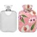Naanle Peach Cherry Floral Heat Bottle with Cover - 2L Transparent Hot Water Bottle for Pain Relief Bed Warmer & Cold Therapy - Buy Online on GoSupps.com