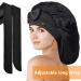 Kenllas Large Satin Silk Bonnet for Women - Black Sleep Cap for Curly Hair Care - Buy Online on GoSupps.com