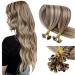 Laavoo hair extension real hair brown blonde bonding extensions real hair keratin 50cm u tip extensions real hair highlights light brown and light blonde 1g/s 50g/50s #p8/24 50 cm 1-38 u tip #highlighted light brown with platinum blonde