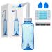 ECLAT Nasal Rinse Kit - Gentle Pressure Nasal Irrigation, Smart Control Auto Flow On/Off Valve, BPA-Free Nose Wash Cleaner Sinus Clearer for Kids & Adults with Cap, 2 Nozzles and 40 Salt Packs (300mL)