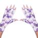 MelodySusie Anti UV Gloves for Gel Nail Lamp, Professional Protection Gloves for Manicures, Purple Butterfly UV Shield Gloves, Nail Art Skin Care Fingerless Glove Protect Hands, Home Outdoor Use