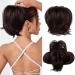REECHO Hair Bun Claw Clip Messy Bun Hair Piece Short Ponytail Extension with Bendable Metal Wire Fake Bun Hair Pieces for Women - Dark Brown
