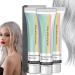 HLMULL 2 in 1 Natural Extract Silver Hair Dye, Natural Silver Gray Hair Dye Cream, Non-stripping Color and Easy to Apply, Trendy and Long Lasting