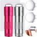 2 Pcs Mini UV Light Presser Portable LED Nail Lamp Handheld Nail Polish LED Light Dryer Curing UV Light with Stamper Nail Press Flashlight Tool with Silicone Head Nail Scraper Plate for DIY Nail Art
